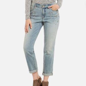 NYDJ Stone Embellished Boyfriend Lift Tuck Jeans Size 6